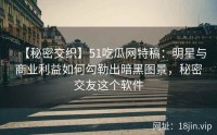 【秘密交织】51吃瓜网特稿：明星与商业利益如何勾勒出暗黑图景，秘密交友这个软件