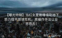 【曝光特辑】当红女星被曝借助地下势力摆平媒体危机，其操作手法让业界咋舌！