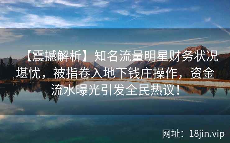 【震撼解析】知名流量明星财务状况堪忧，被指卷入地下钱庄操作，资金流水曝光引发全民热议！