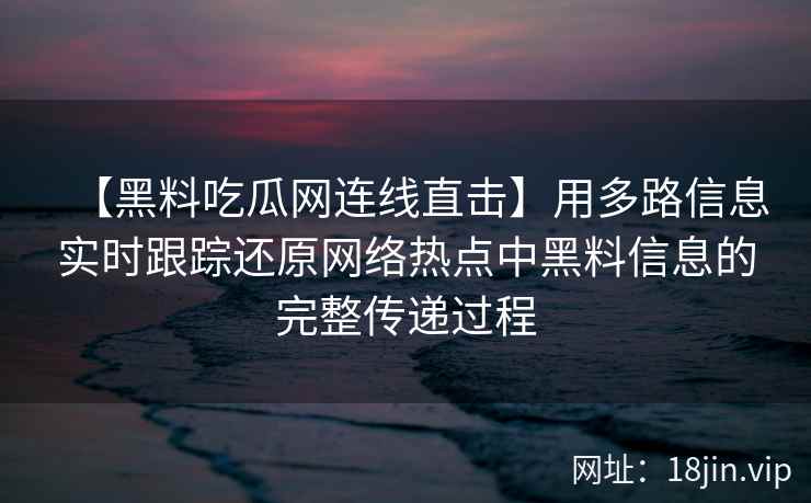 【黑料吃瓜网连线直击】用多路信息实时跟踪还原网络热点中黑料信息的完整传递过程