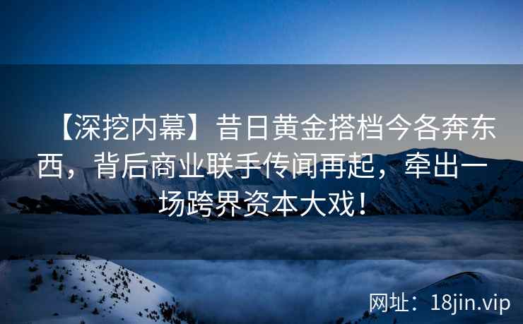 【深挖内幕】昔日黄金搭档今各奔东西，背后商业联手传闻再起，牵出一场跨界资本大戏！
